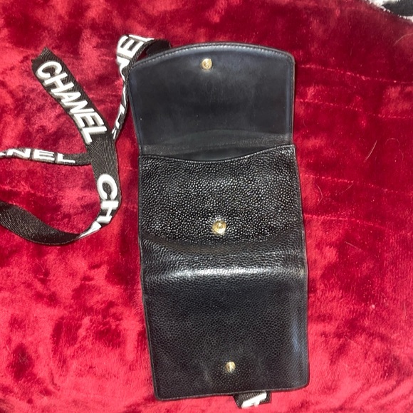Chanel Black Caviar Leather Double Compact Wallet Vintage Gorgeous Condition - Picture 14 of 15
